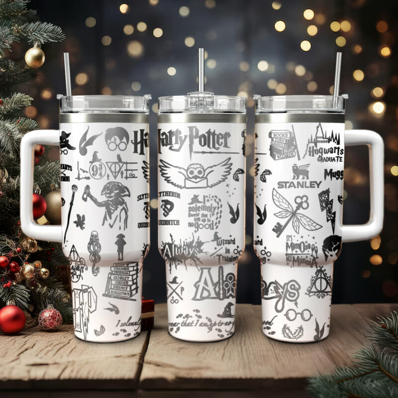 Harry Potter Movies Custom Stanley Quencher 40oz Stainless Steel Tumbler With Handle - Threewoofs