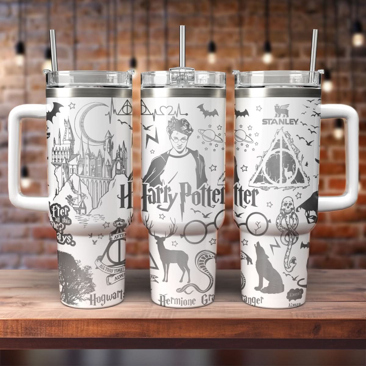 Harry Potter Movies Custom Stanley Quencher 40oz Stainless Steel Tumbler With Handle - Threewoofs
