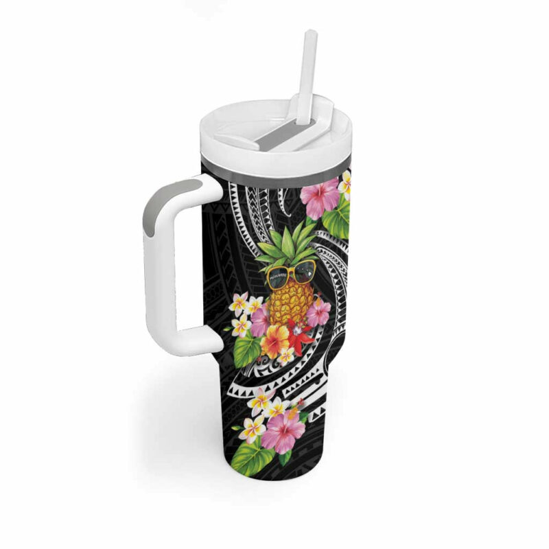 Hau‚Äôoli Makahiki Hou Aloha Pineapple Tropical Custom Stanley Quencher 40oz Stainless Steel Tumbler With Handle - Threewoofs - Image 2