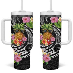 Hau‚Äôoli Makahiki Hou Aloha Pineapple Tropical Custom Stanley Quencher 40oz Stainless Steel Tumbler With Handle - Threewoofs