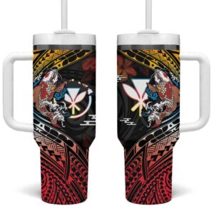 Hawaii And Japan Koi Fish With Kanaka Maoli Custom Stanley Quencher 40oz Stainless Steel Tumbler With Handle - Threewoofs