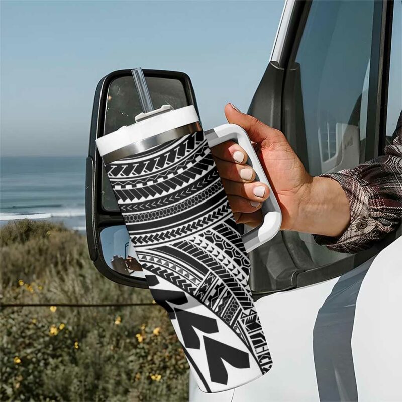 Hawaii And Philippines Kanaka Maoli With Tribal Sun Together Black Custom Stanley Quencher 40oz Stainless Steel Tumbler With Handle - Threewoofs - Image 7