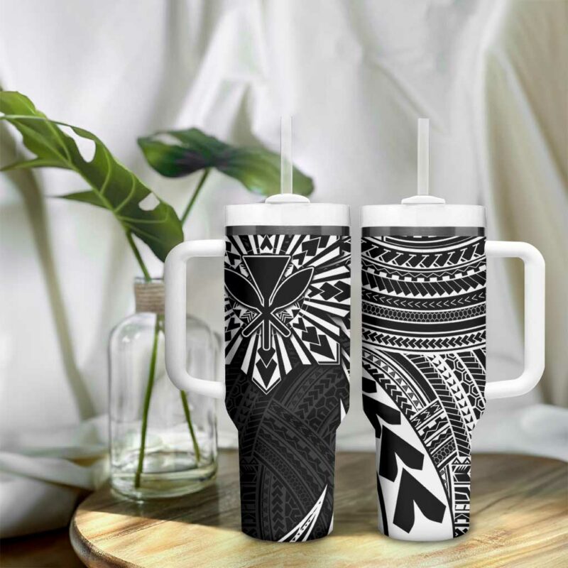 Hawaii And Philippines Kanaka Maoli With Tribal Sun Together Black Custom Stanley Quencher 40oz Stainless Steel Tumbler With Handle - Threewoofs - Image 9