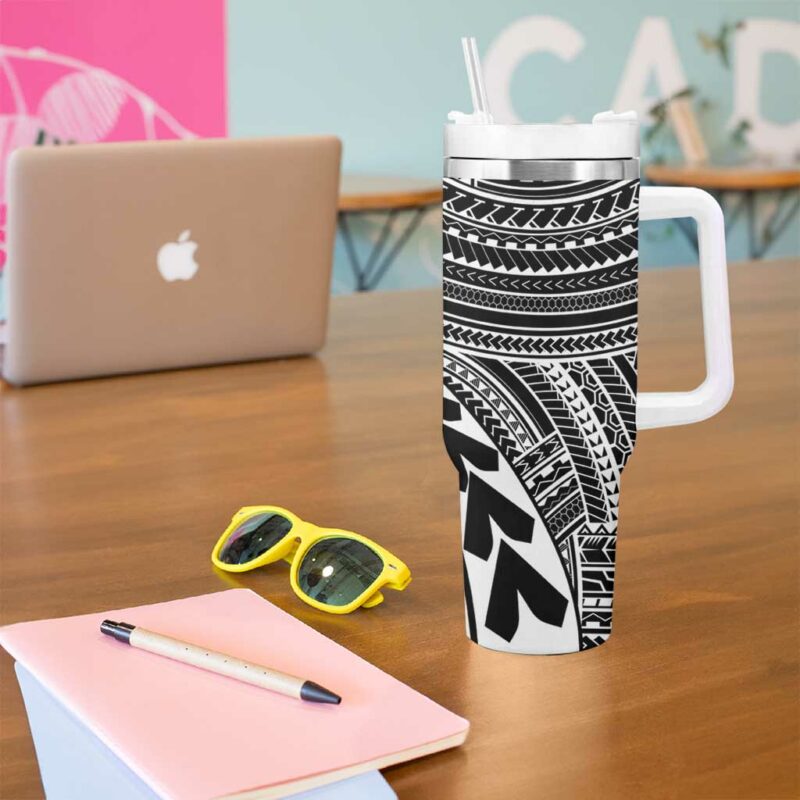 Hawaii And Philippines Kanaka Maoli With Tribal Sun Together Black Custom Stanley Quencher 40oz Stainless Steel Tumbler With Handle - Threewoofs - Image 5