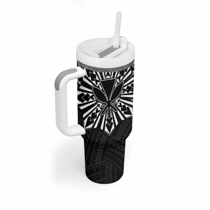 Hawaii And Philippines Kanaka Maoli With Tribal Sun Together Black Custom Stanley Quencher 40oz Stainless Steel Tumbler With Handle - Threewoofs - Image 2