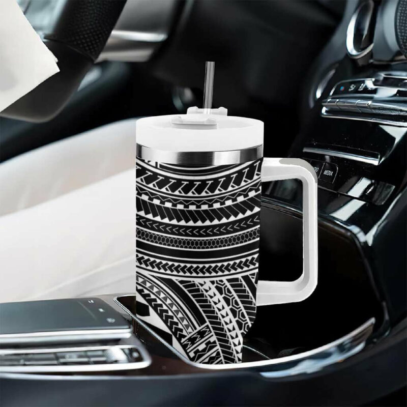 Hawaii And Philippines Kanaka Maoli With Tribal Sun Together Black Custom Stanley Quencher 40oz Stainless Steel Tumbler With Handle - Threewoofs - Image 8