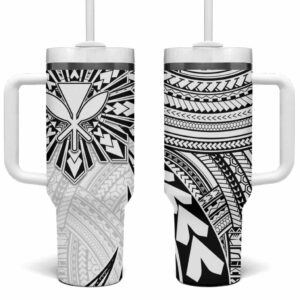 Hawaii And Philippines Kanaka Maoli With Tribal Sun Together White Custom Stanley Quencher 40oz Stainless Steel Tumbler With Handle - Threewoofs