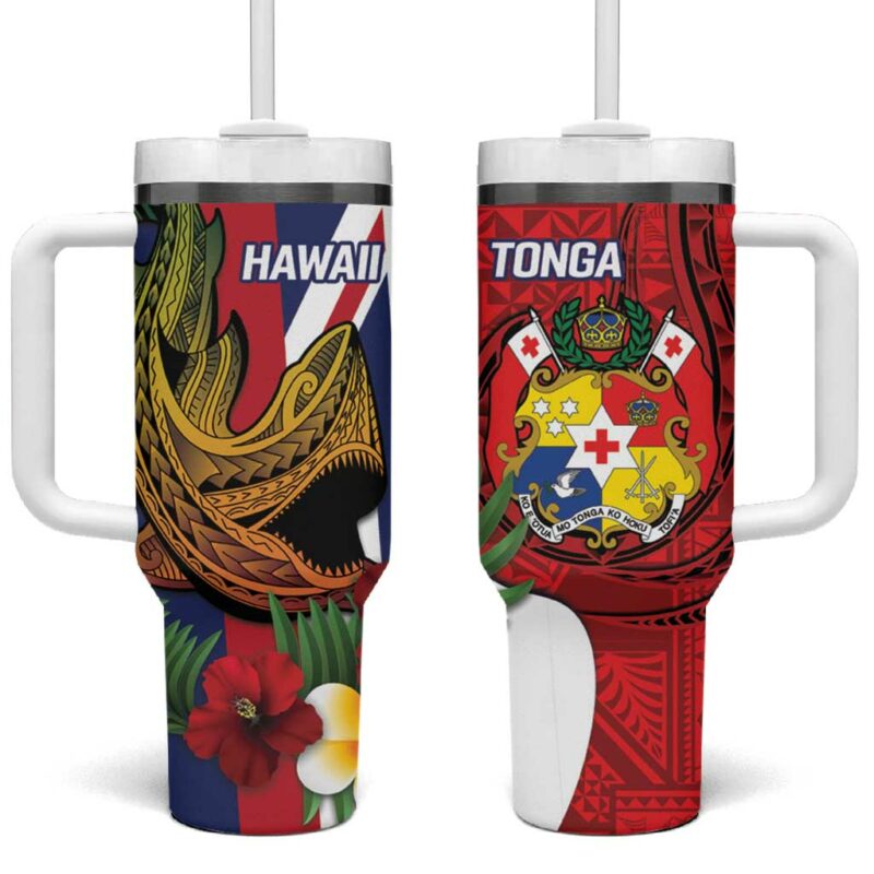 Hawaii And Tonga Custom Stanley Quencher 40oz Stainless Steel Tumbler With Handle - Threewoofs