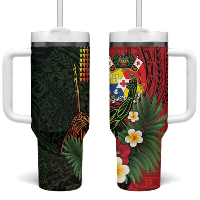 Hawaii And Tonga Custom Stanley Quencher 40oz Stainless Steel Tumbler With Handle - Threewoofs
