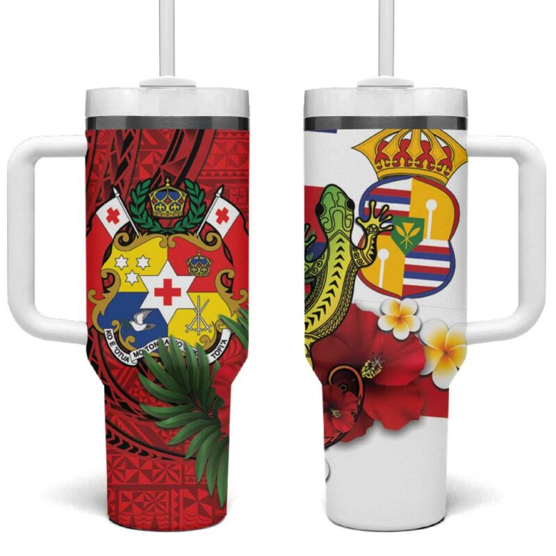 Hawaii And Tonga Custom Stanley Quencher 40oz Stainless Steel Tumbler With Handle - Threewoofs