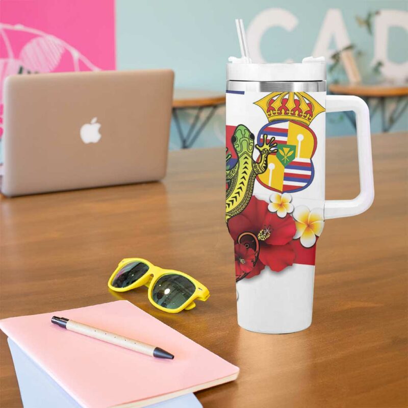 Hawaii And Tonga Custom Stanley Quencher 40oz Stainless Steel Tumbler With Handle - Threewoofs - Image 5