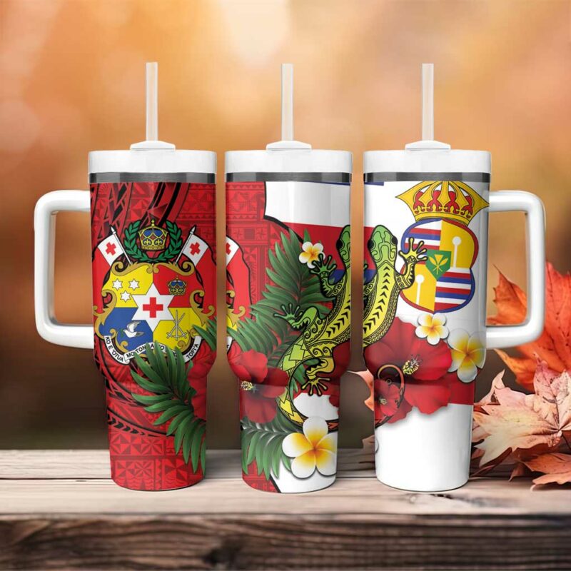 Hawaii And Tonga Custom Stanley Quencher 40oz Stainless Steel Tumbler With Handle - Threewoofs - Image 4