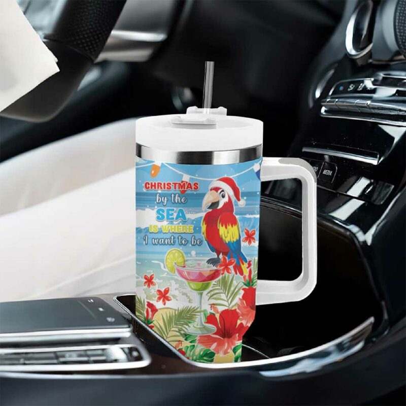 Hawaii Christmas Funny Macaw Parrot Tropical Custom Stanley Quencher 40oz Stainless Steel Tumbler With Handle - Threewoofs - Image 8