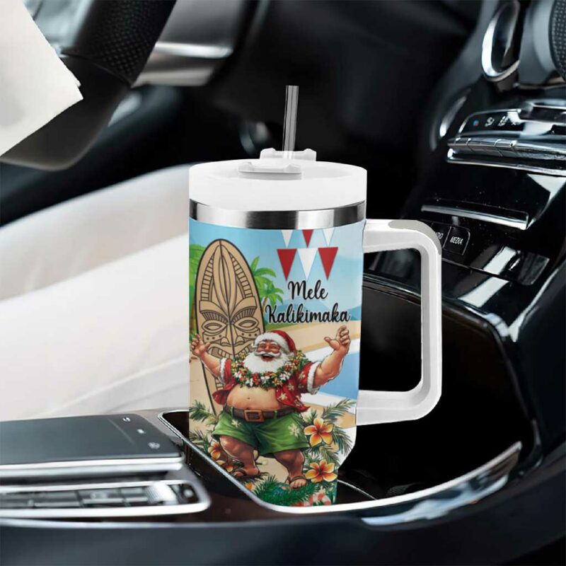 Hawaii Christmas Santa Claus Mele Kalikimaka Tropical Beach Custom Stanley Quencher 40oz Stainless Steel Tumbler With Handle - Threewoofs - Image 8