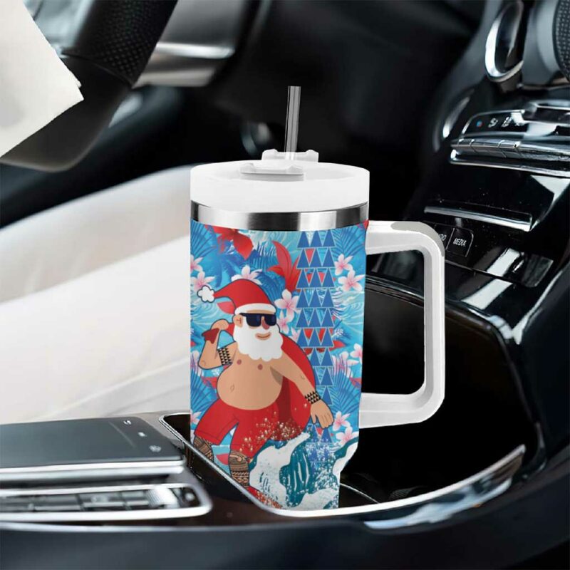 Hawaii Christmas Santa Claus Surfing Kakau Tropical Custom Stanley Quencher 40oz Stainless Steel Tumbler With Handle - Threewoofs - Image 8