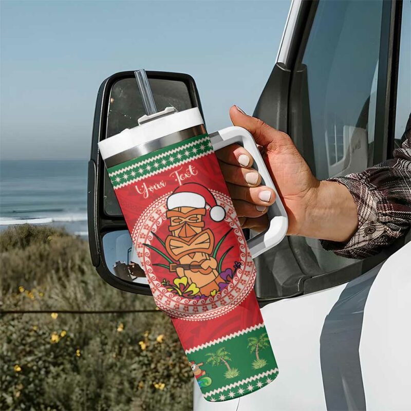Hawaii Christmas Tiki Santa Mele Kalikimaka Custom Stanley Quencher 40oz Stainless Steel Tumbler With Handle - Threewoofs - Image 7