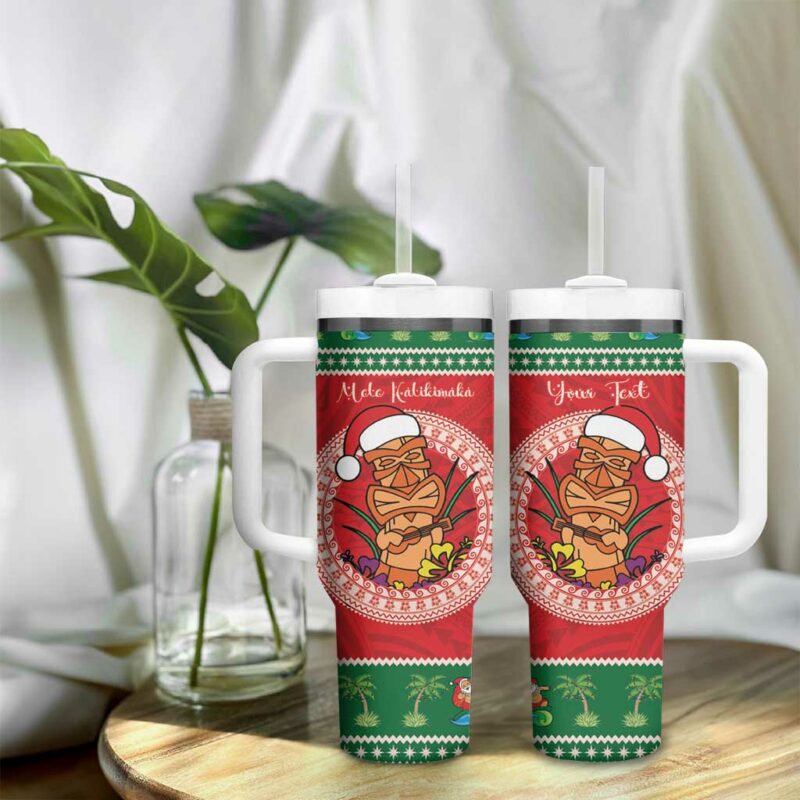 Hawaii Christmas Tiki Santa Mele Kalikimaka Custom Stanley Quencher 40oz Stainless Steel Tumbler With Handle - Threewoofs - Image 9