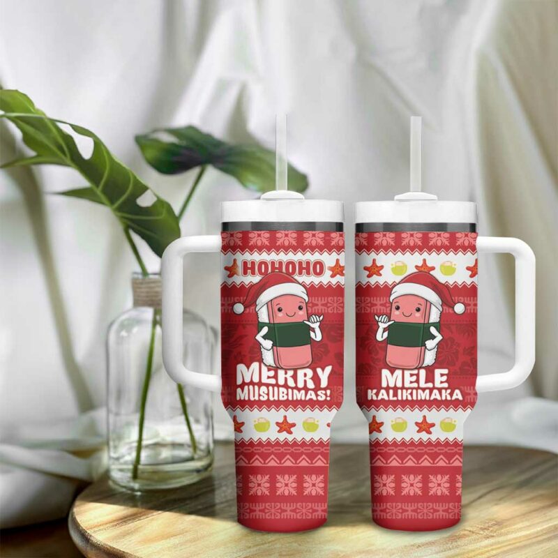 Hawaii Funny Christmas Spam Musubi Santa Custom Stanley Quencher 40oz Stainless Steel Tumbler With Handle - Threewoofs - Image 9