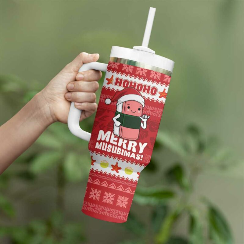 Hawaii Funny Christmas Spam Musubi Santa Custom Stanley Quencher 40oz Stainless Steel Tumbler With Handle - Threewoofs - Image 3