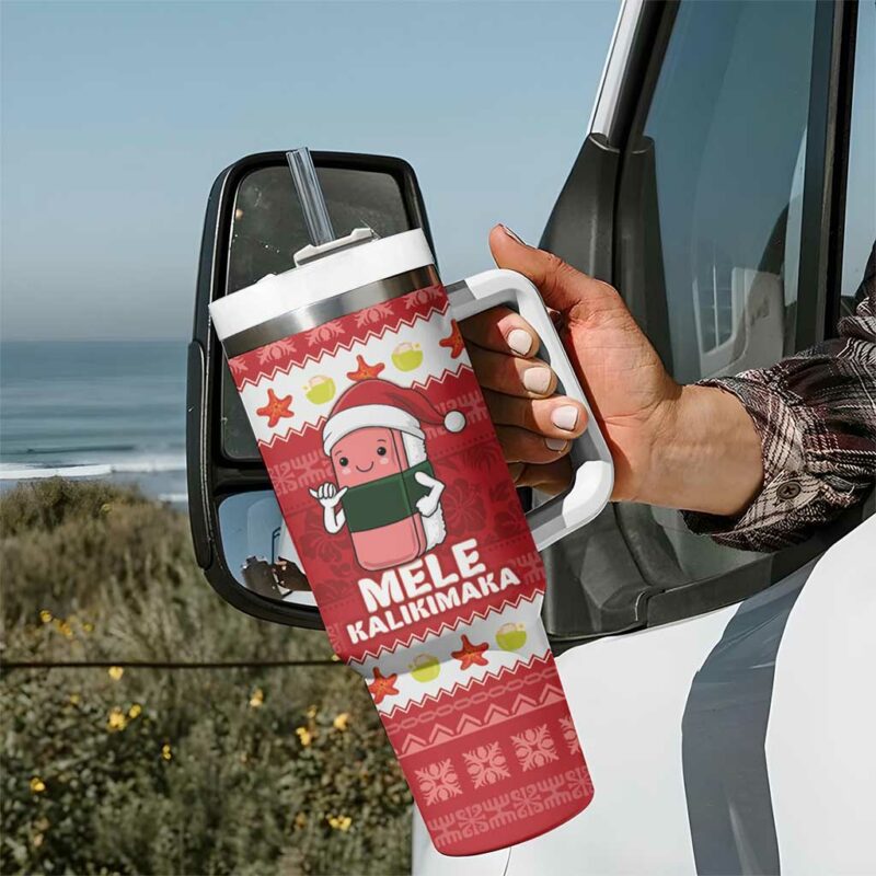 Hawaii Funny Christmas Spam Musubi Santa Custom Stanley Quencher 40oz Stainless Steel Tumbler With Handle - Threewoofs - Image 7