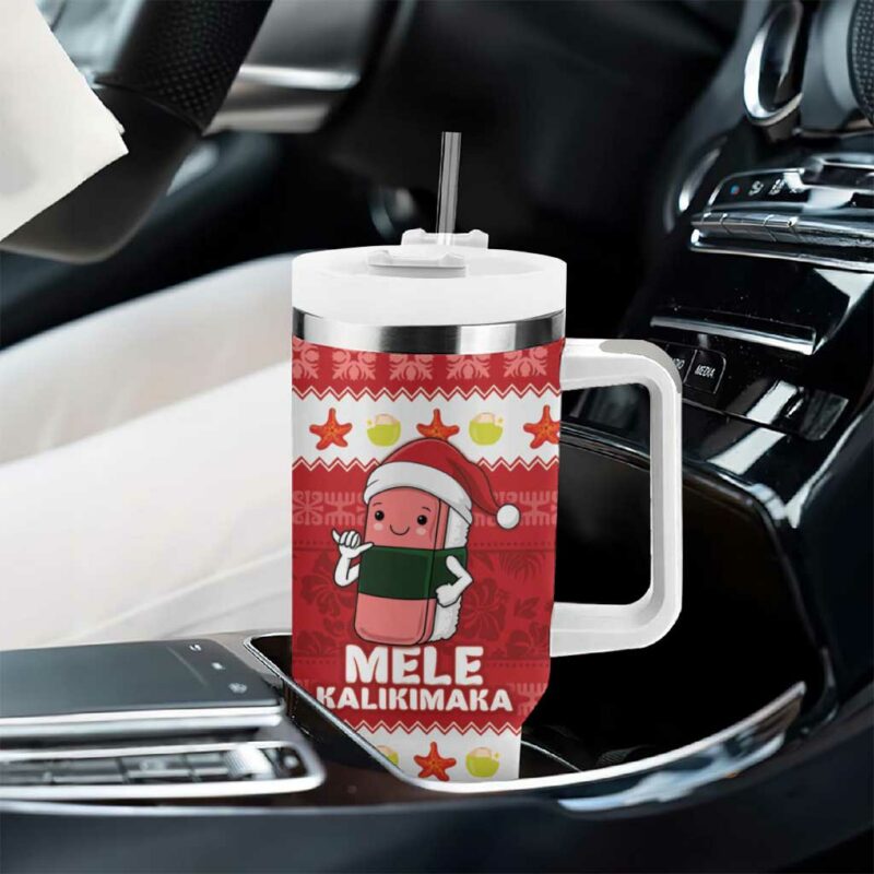 Hawaii Funny Christmas Spam Musubi Santa Custom Stanley Quencher 40oz Stainless Steel Tumbler With Handle - Threewoofs - Image 8