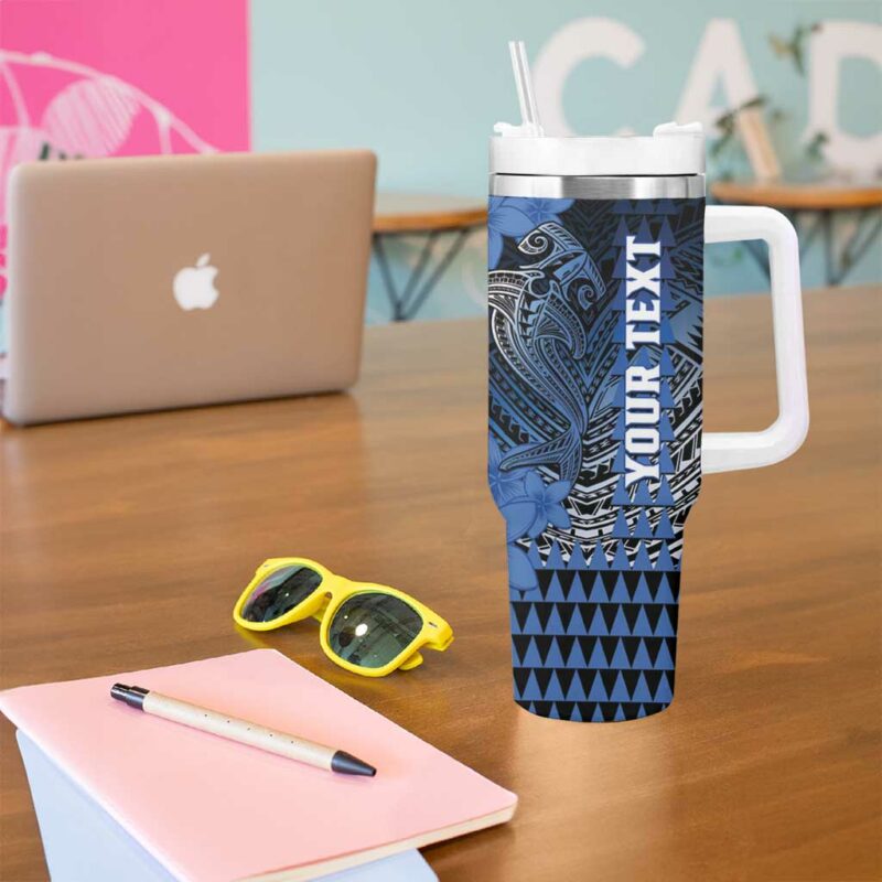 Hawaii Hammerhead Shark Kakau Polynesian Tribal Blue Custom Stanley Quencher 40oz Stainless Steel Tumbler With Handle - Threewoofs - Image 5