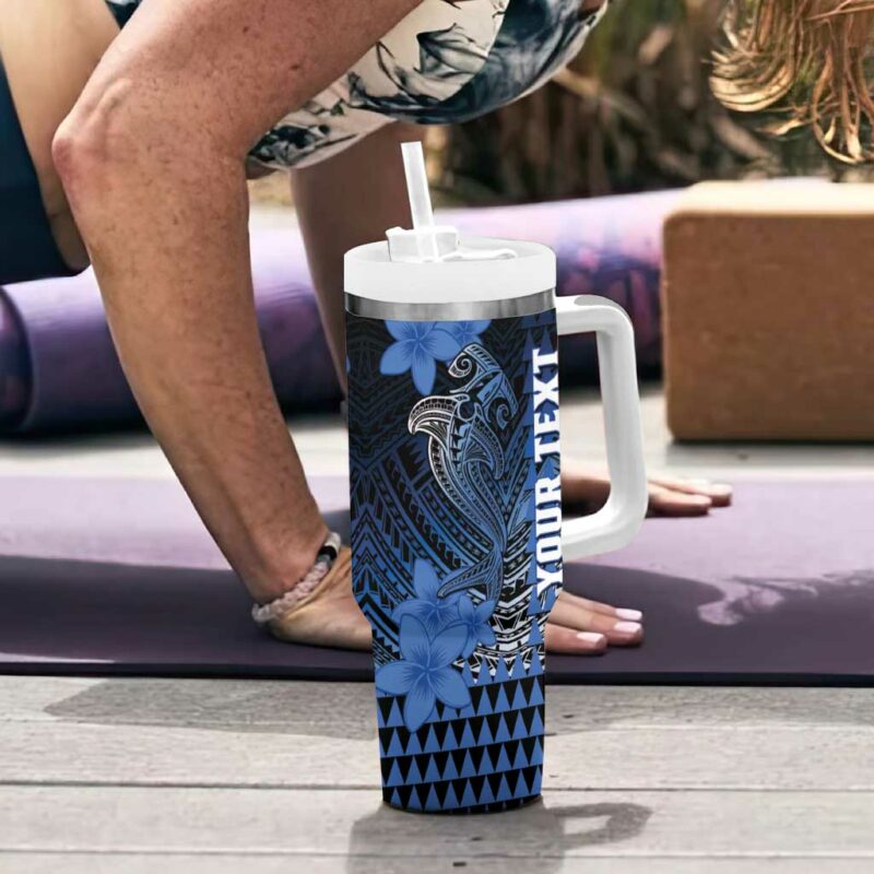 Hawaii Hammerhead Shark Kakau Polynesian Tribal Blue Custom Stanley Quencher 40oz Stainless Steel Tumbler With Handle - Threewoofs - Image 6