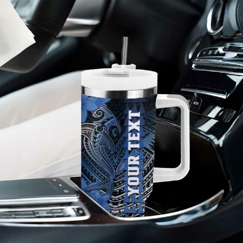 Hawaii Hammerhead Shark Kakau Polynesian Tribal Blue Custom Stanley Quencher 40oz Stainless Steel Tumbler With Handle - Threewoofs - Image 8