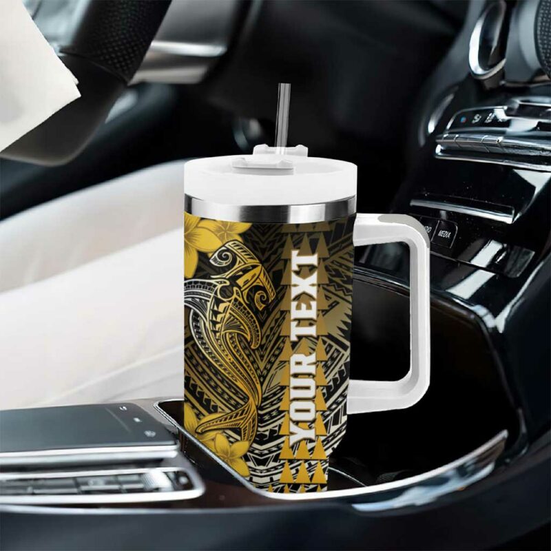 Hawaii Hammerhead Shark Kakau Polynesian Tribal Gold Custom Stanley Quencher 40oz Stainless Steel Tumbler With Handle - Threewoofs - Image 8