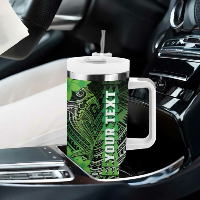 Hawaii Hammerhead Shark Kakau Polynesian Tribal Green Custom Stanley Quencher 40oz Stainless Steel Tumbler With Handle - Threewoofs - Image 8