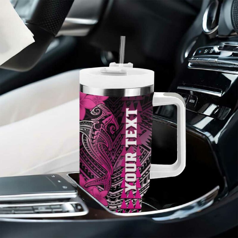 Hawaii Hammerhead Shark Kakau Polynesian Tribal Pink Custom Stanley Quencher 40oz Stainless Steel Tumbler With Handle - Threewoofs - Image 8