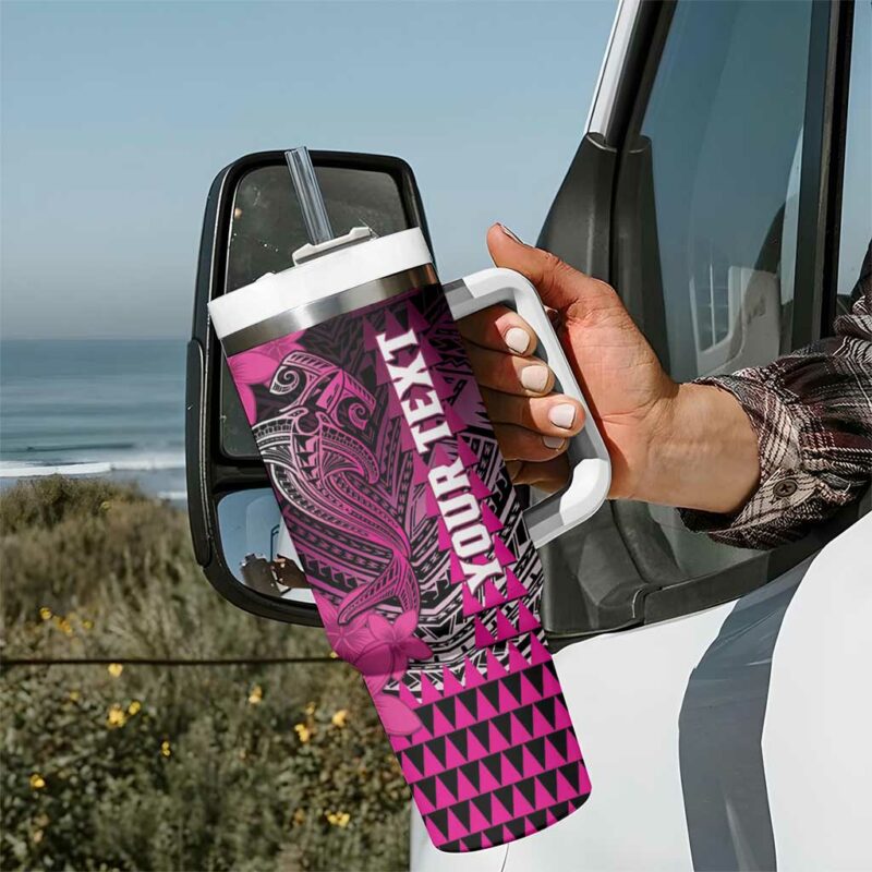 Hawaii Hammerhead Shark Kakau Polynesian Tribal Pink Custom Stanley Quencher 40oz Stainless Steel Tumbler With Handle - Threewoofs - Image 7
