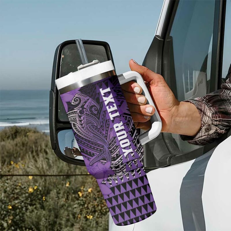 Hawaii Hammerhead Shark Kakau Polynesian Tribal Purple Custom Stanley Quencher 40oz Stainless Steel Tumbler With Handle - Threewoofs - Image 7