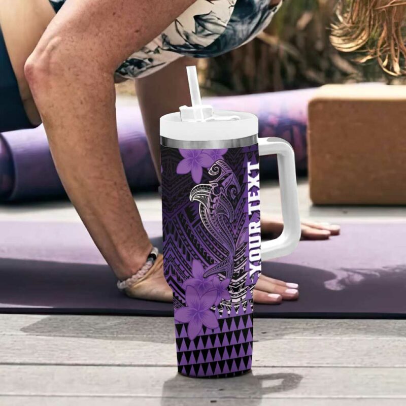 Hawaii Hammerhead Shark Kakau Polynesian Tribal Purple Custom Stanley Quencher 40oz Stainless Steel Tumbler With Handle - Threewoofs - Image 6