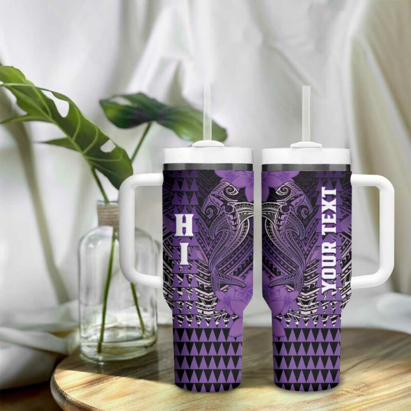 Hawaii Hammerhead Shark Kakau Polynesian Tribal Purple Custom Stanley Quencher 40oz Stainless Steel Tumbler With Handle - Threewoofs - Image 9