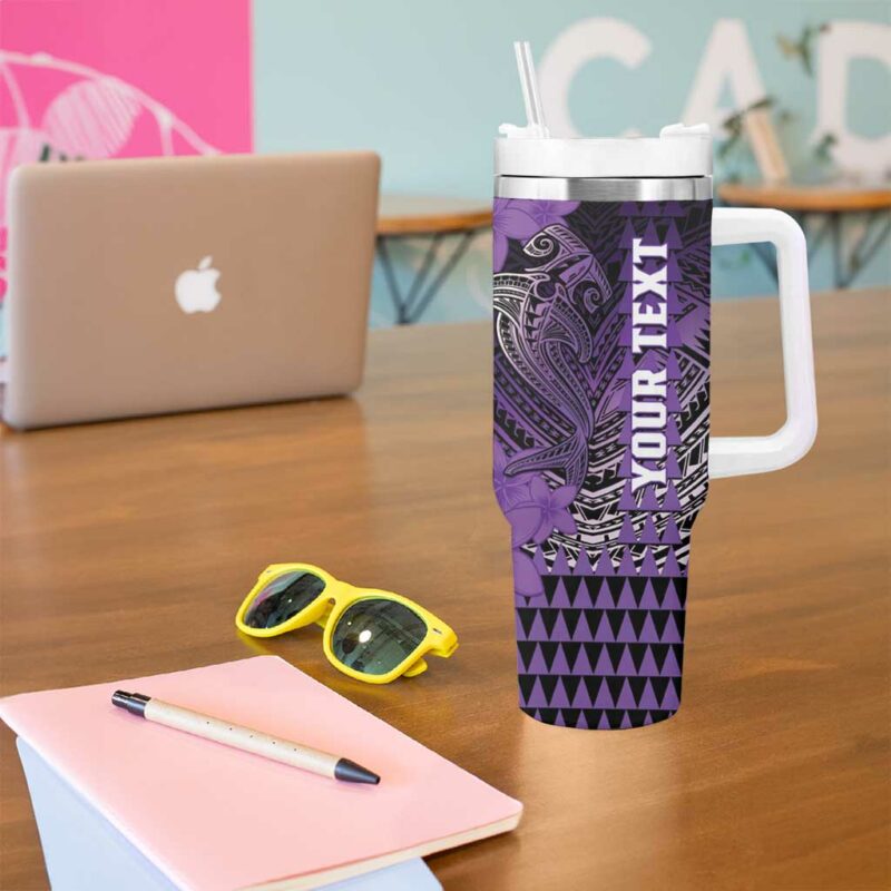 Hawaii Hammerhead Shark Kakau Polynesian Tribal Purple Custom Stanley Quencher 40oz Stainless Steel Tumbler With Handle - Threewoofs - Image 5
