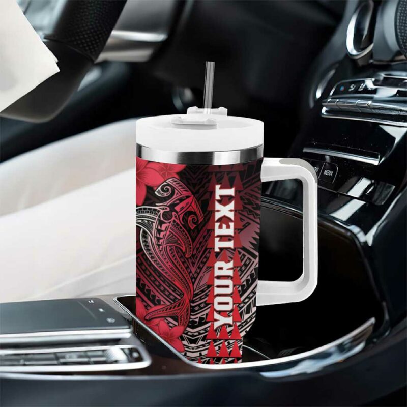 Hawaii Hammerhead Shark Kakau Polynesian Tribal Red Custom Stanley Quencher 40oz Stainless Steel Tumbler With Handle - Threewoofs - Image 8