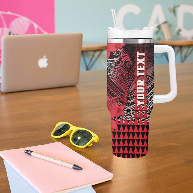 Hawaii Hammerhead Shark Kakau Polynesian Tribal Red Custom Stanley Quencher 40oz Stainless Steel Tumbler With Handle - Threewoofs - Image 5