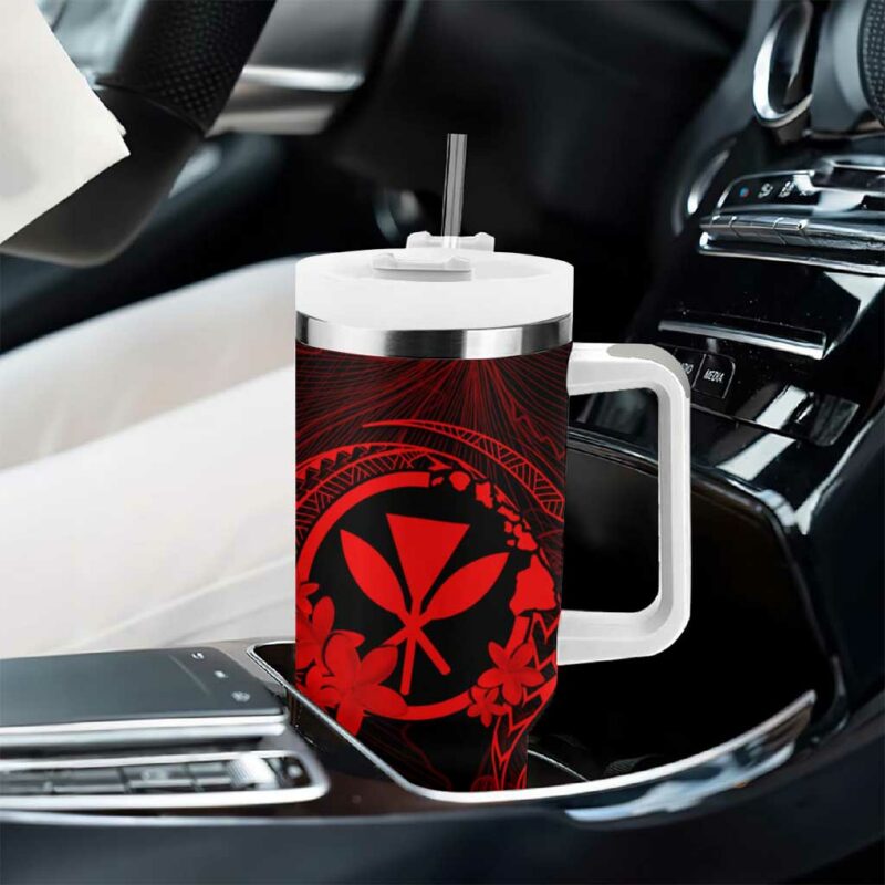Hawaii Hula Girl Mix Polynesian Plumeria Red Custom Stanley Quencher 40oz Stainless Steel Tumbler With Handle - Threewoofs - Image 8