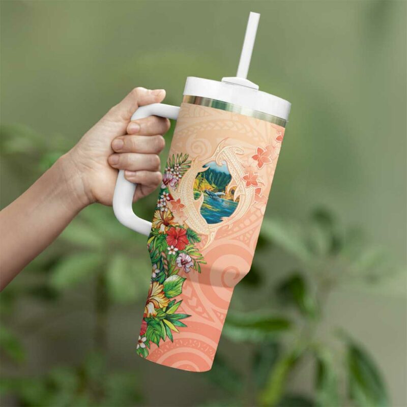 Hawaii Kauai Na Pali Coast Landscape Custom Stanley Quencher 40oz Stainless Steel Tumbler With Handle - Threewoofs - Image 3