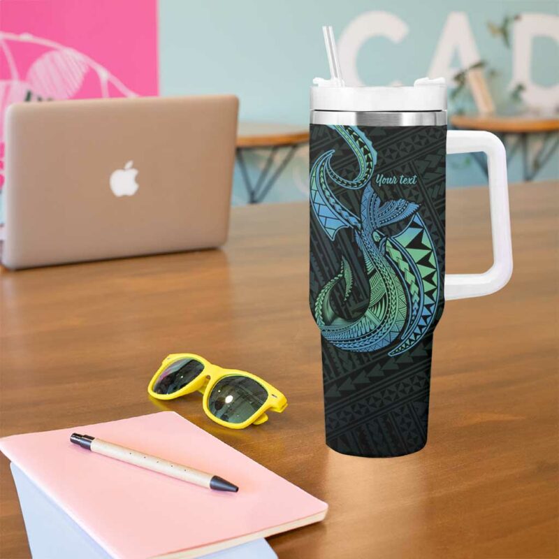 Hawaii Kure Atoll Holaniku Coral Reef with Polynesian Tribal Custom Stanley Quencher 40oz Stainless Steel Tumbler With Handle - Threewoofs - Image 5