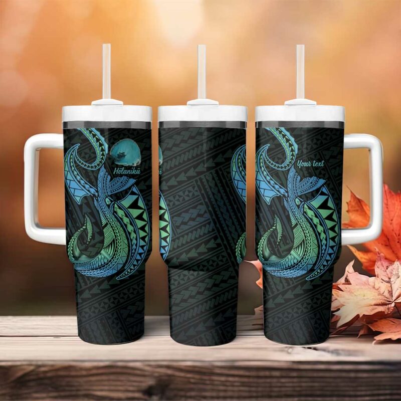Hawaii Kure Atoll Holaniku Coral Reef with Polynesian Tribal Custom Stanley Quencher 40oz Stainless Steel Tumbler With Handle - Threewoofs - Image 4