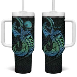 Hawaii Kure Atoll Holaniku Coral Reef with Polynesian Tribal Custom Stanley Quencher 40oz Stainless Steel Tumbler With Handle - Threewoofs