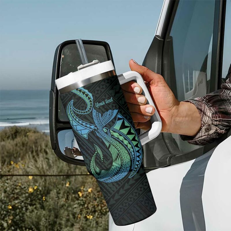 Hawaii Kure Atoll Holaniku Coral Reef with Polynesian Tribal Custom Stanley Quencher 40oz Stainless Steel Tumbler With Handle - Threewoofs - Image 7