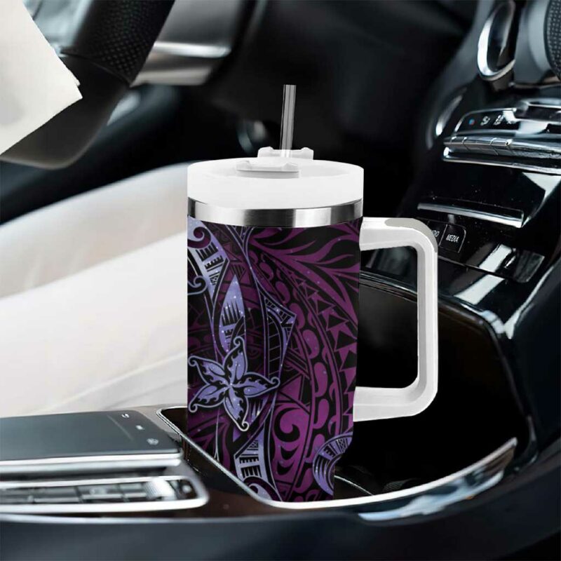 Hawaii Makahiki Season Floral Tribal Tattoo Purple Galaxy Custom Stanley Quencher 40oz Stainless Steel Tumbler With Handle - Threewoofs - Image 8