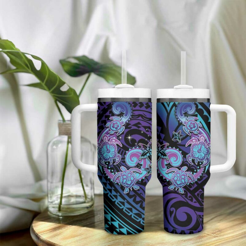 Hawaii Makahiki Turtle Spiral Polynesian Tattoo Custom Stanley Quencher 40oz Stainless Steel Tumbler With Handle - Threewoofs - Image 9