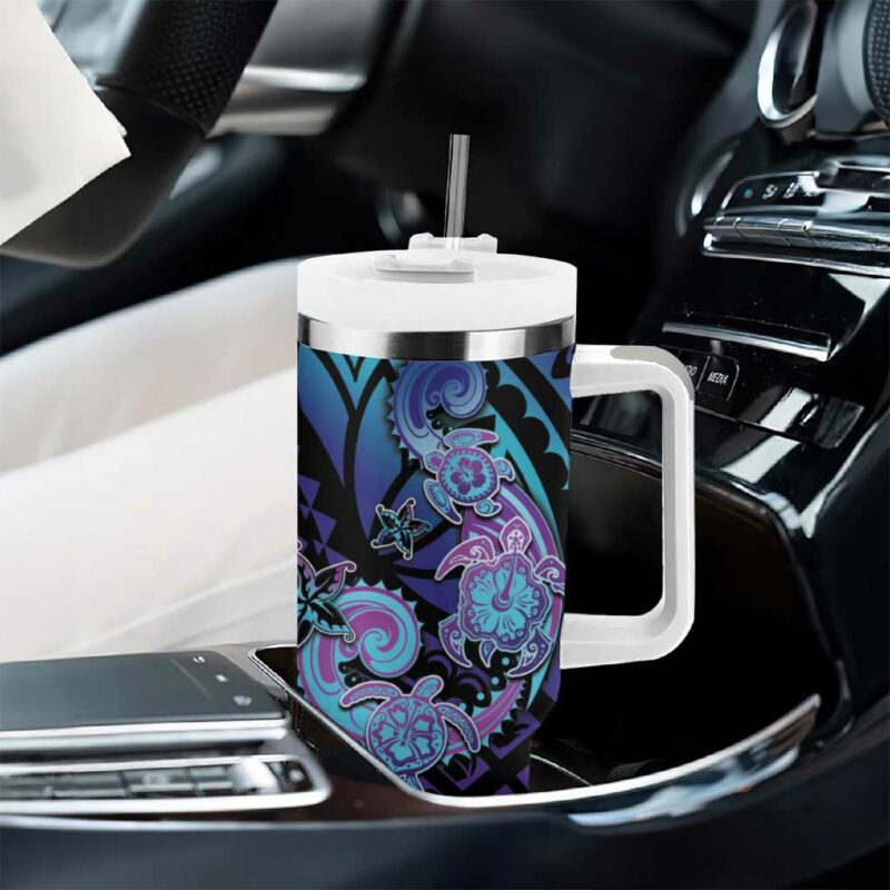 Hawaii Makahiki Turtle Spiral Polynesian Tattoo Custom Stanley Quencher 40oz Stainless Steel Tumbler With Handle - Threewoofs - Image 8