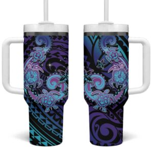 Hawaii Makahiki Turtle Spiral Polynesian Tattoo Custom Stanley Quencher 40oz Stainless Steel Tumbler With Handle - Threewoofs