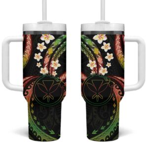 Hawaii Map Kanaka Maoli Custom Stanley Quencher 40oz Stainless Steel Tumbler With Handle - Threewoofs