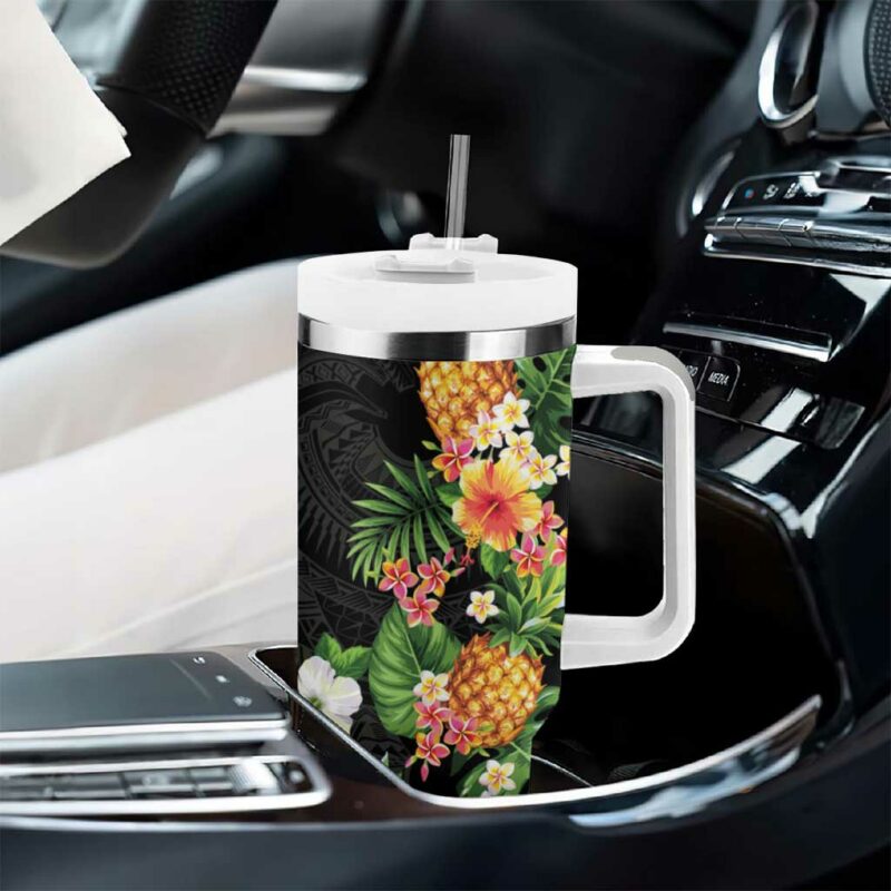 Hawaii Pineapple Tropical Colorful Hibiscus Plumeria Custom Stanley Quencher 40oz Stainless Steel Tumbler With Handle - Threewoofs - Image 8